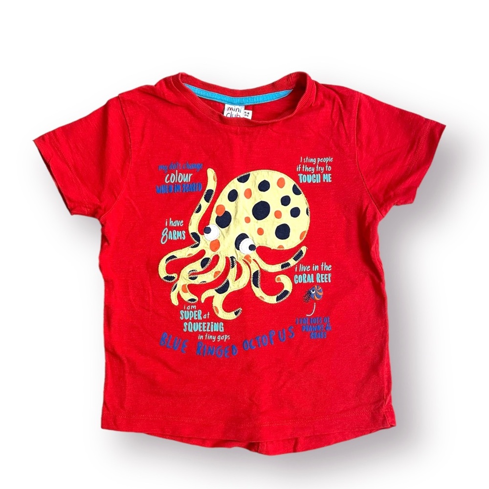 Mini Club (UK) Octopus 🐙 Appliqué Tee 
Size 5-6 Years